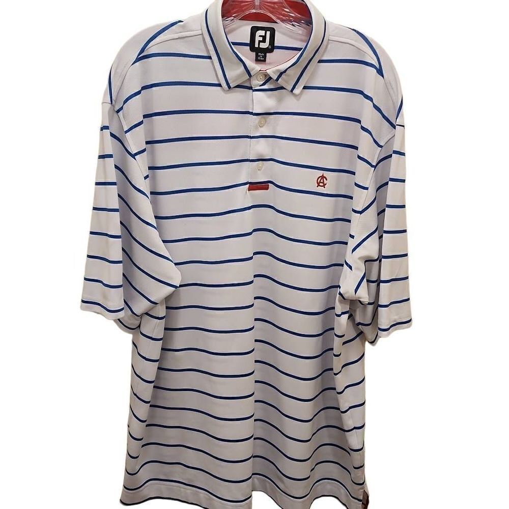 FootJoy Short Sleeve Athletic Polo Striped Golf Shirt‎ Red/White/Blue Men's Size